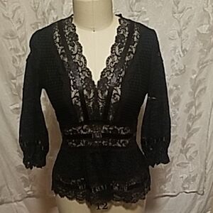 Catherine Malandrino Black Lace Blouse